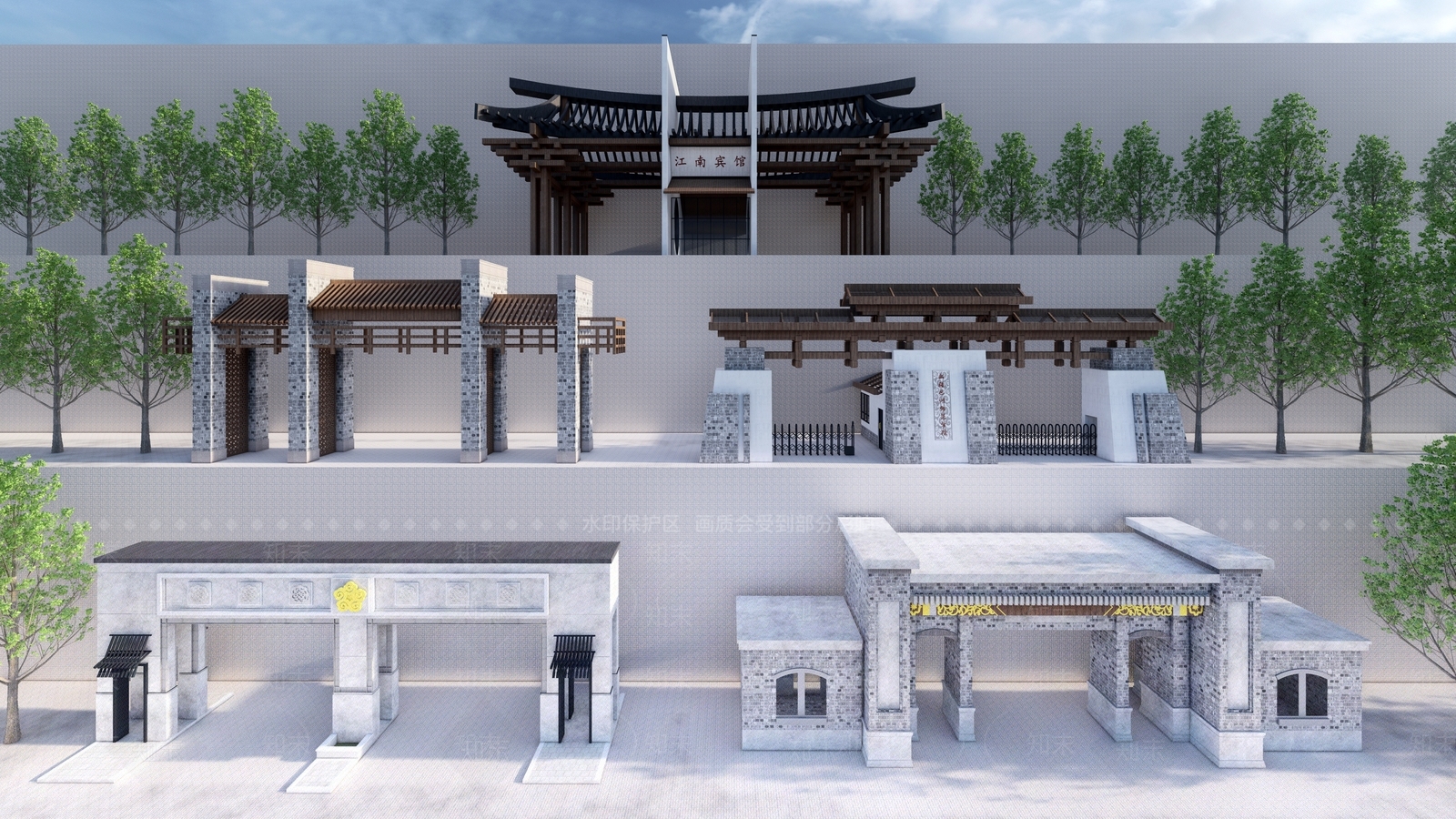 新中式牌坊牌楼SU模型下载【ID:1138876058】