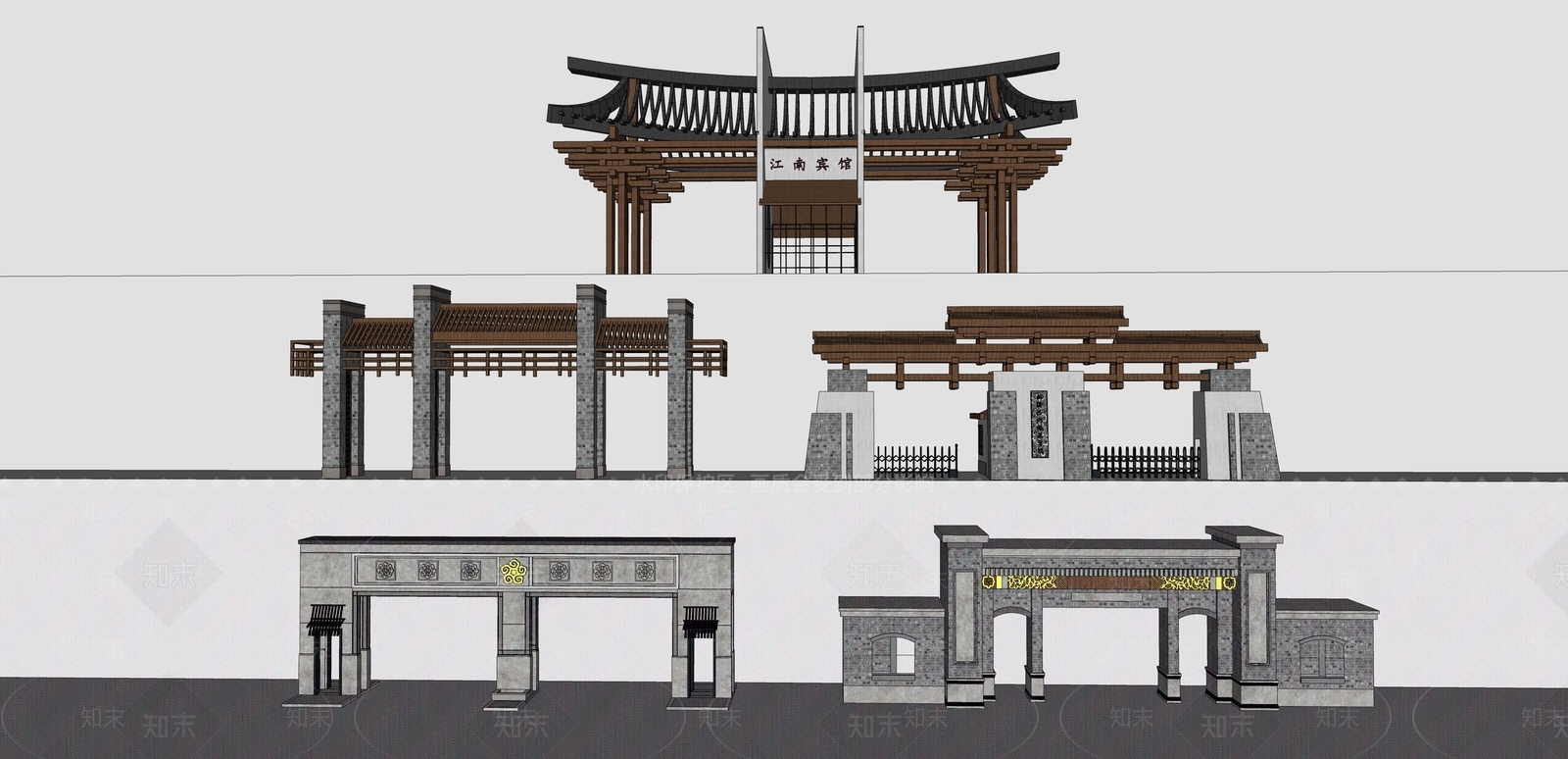 新中式牌坊牌楼SU模型下载【ID:1138876058】