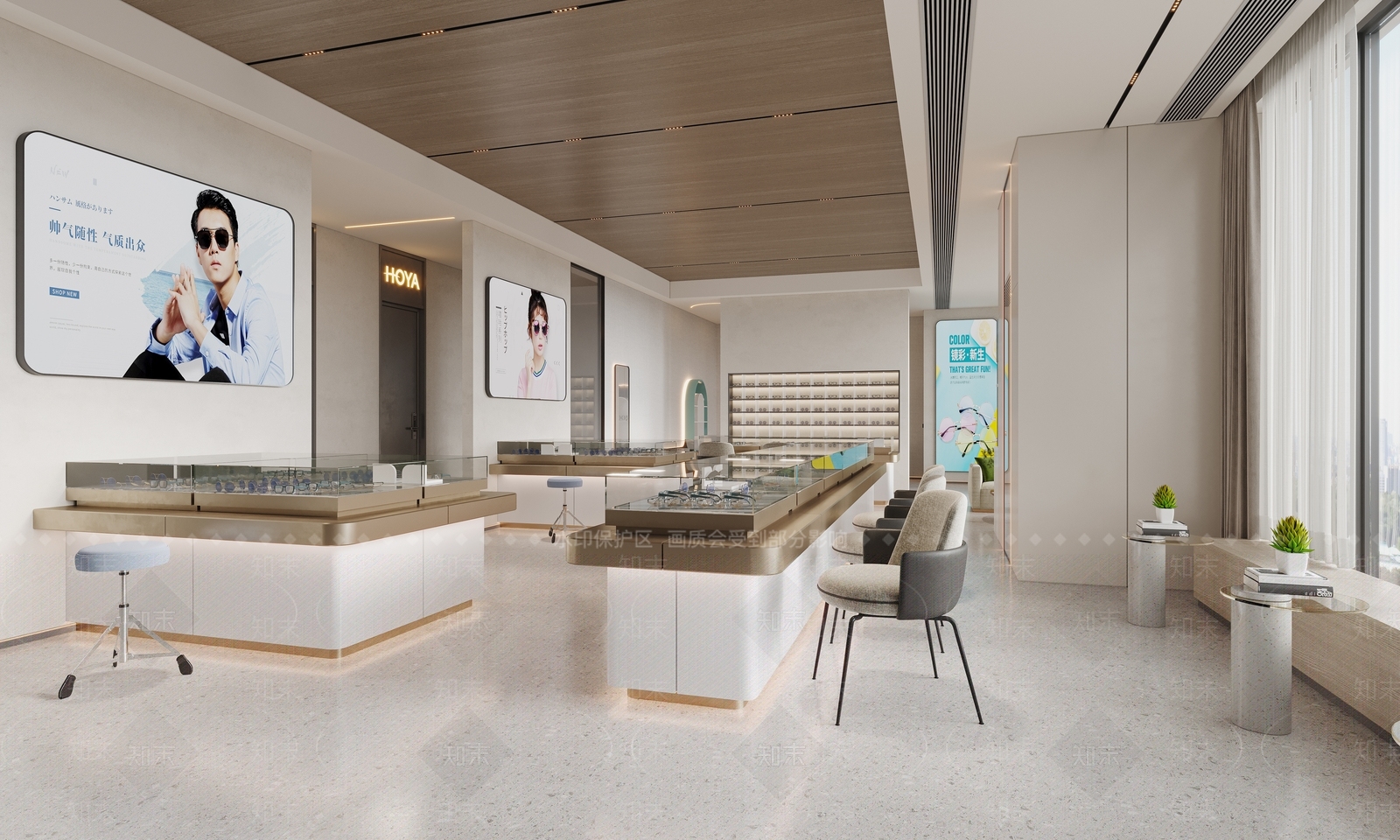 现代眼镜店3D模型渲染效果图
