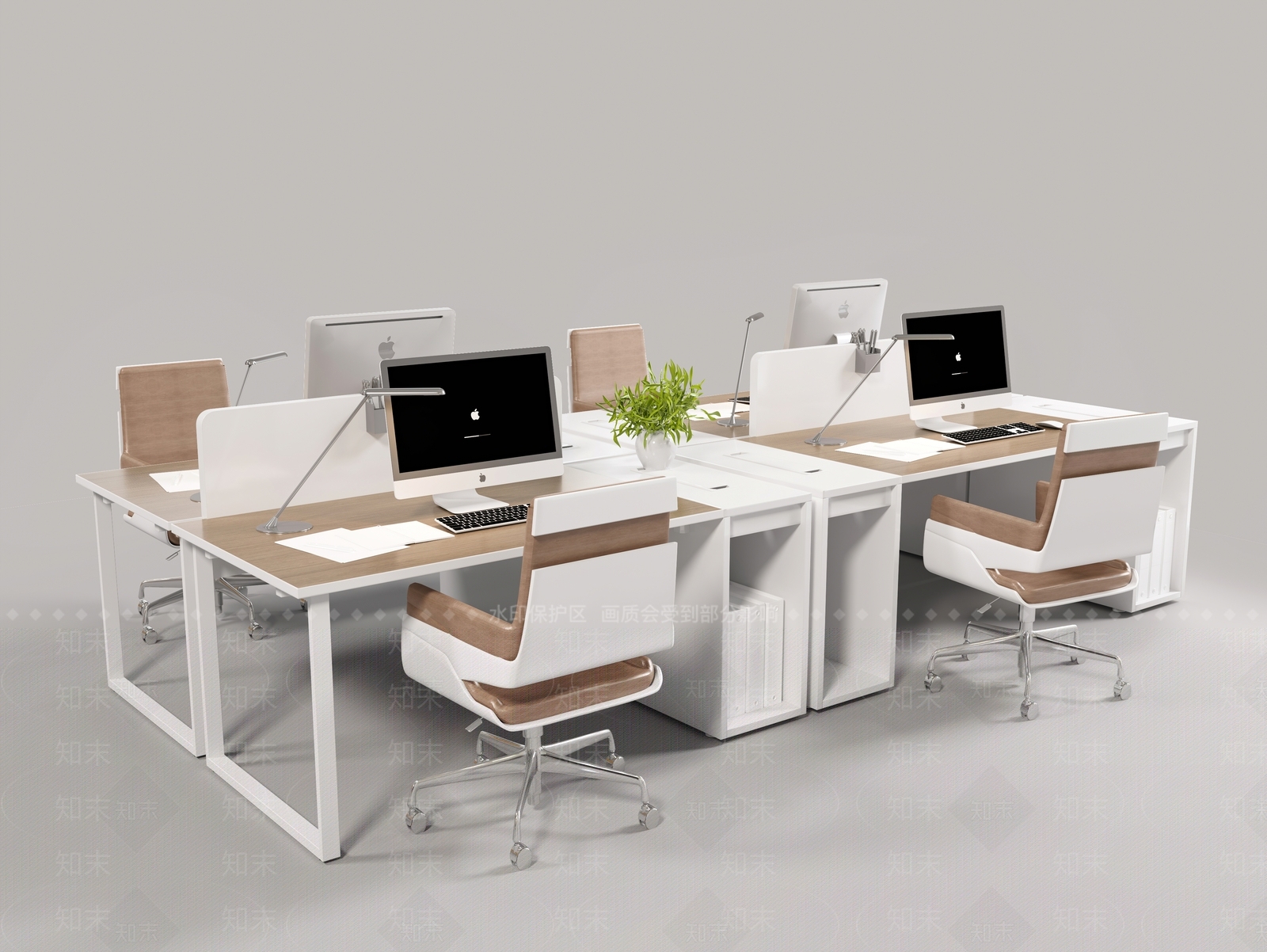 现代办公桌椅组合3D模型下载【ID:1138882193】