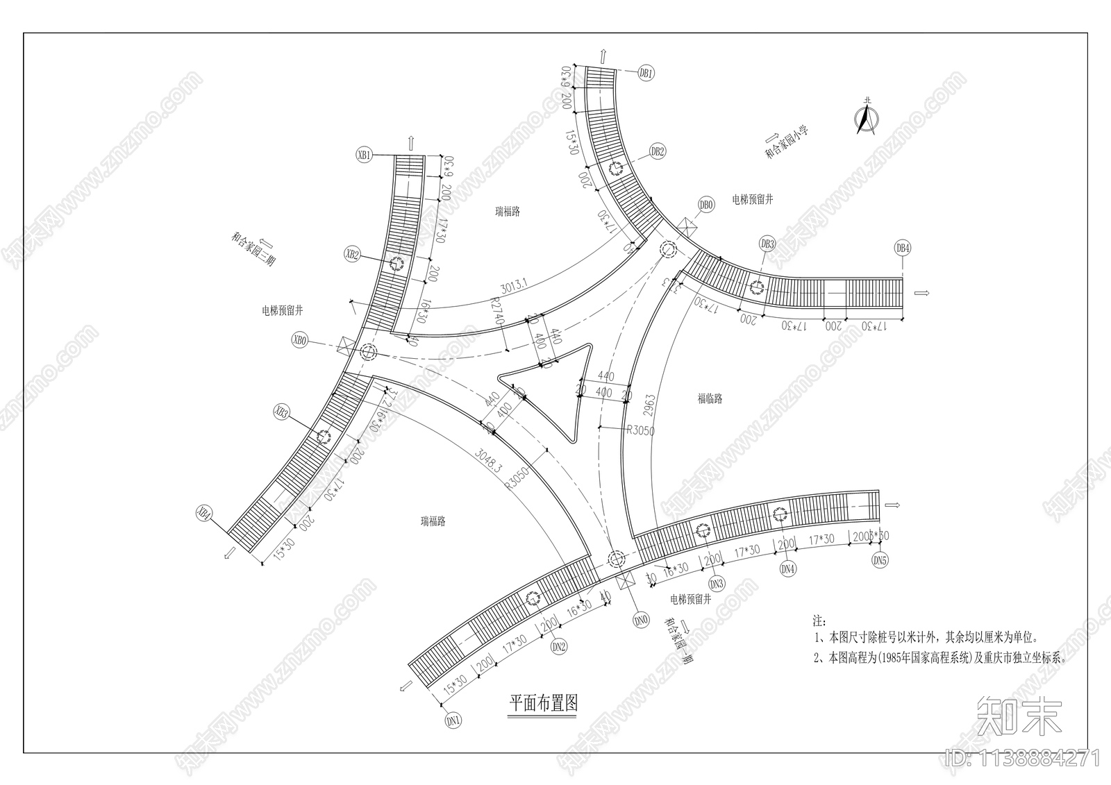 和合家园小学人行天桥工程cad施工图下载【ID:1138884271】