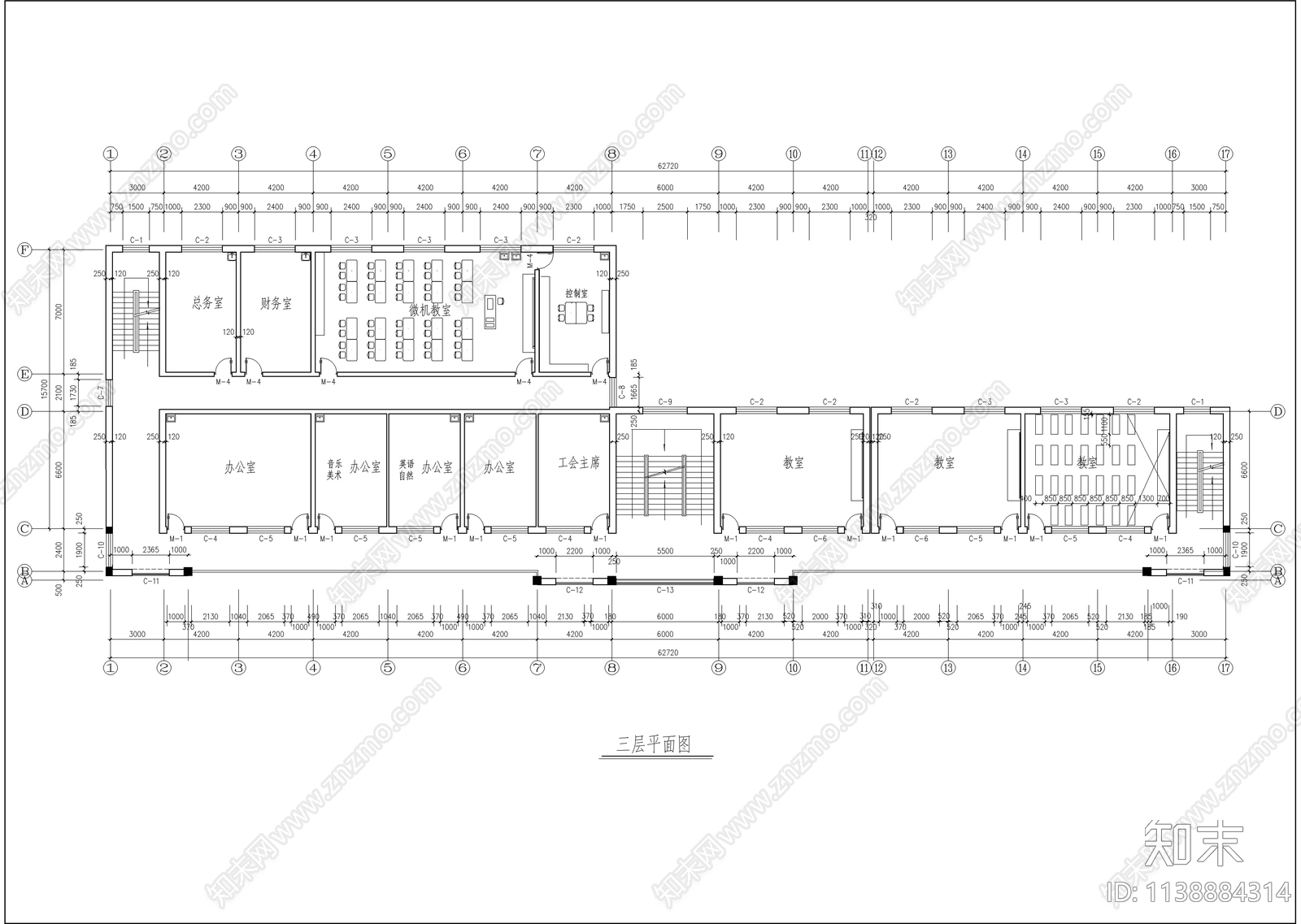 小学教学楼建筑cad施工图下载【ID:1138884314】