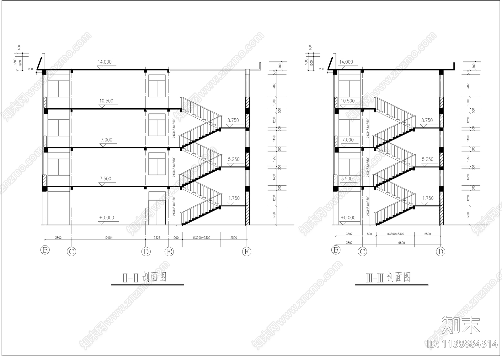 小学教学楼建筑cad施工图下载【ID:1138884314】