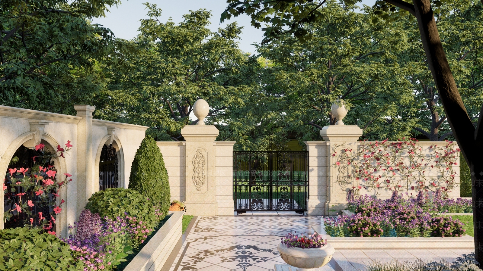 欧式庭院花园SU模型下载【ID:1138884693】