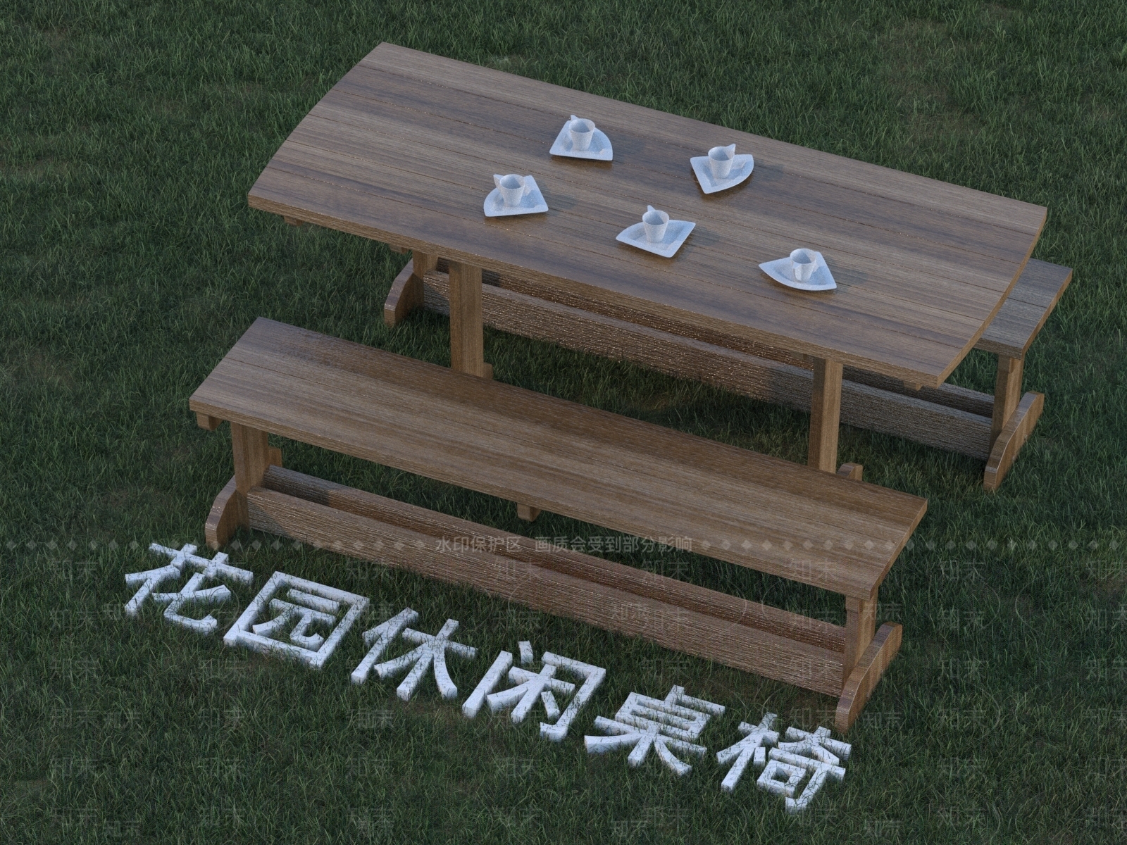 现代户外桌椅组合3D模型下载【ID:1138884731】