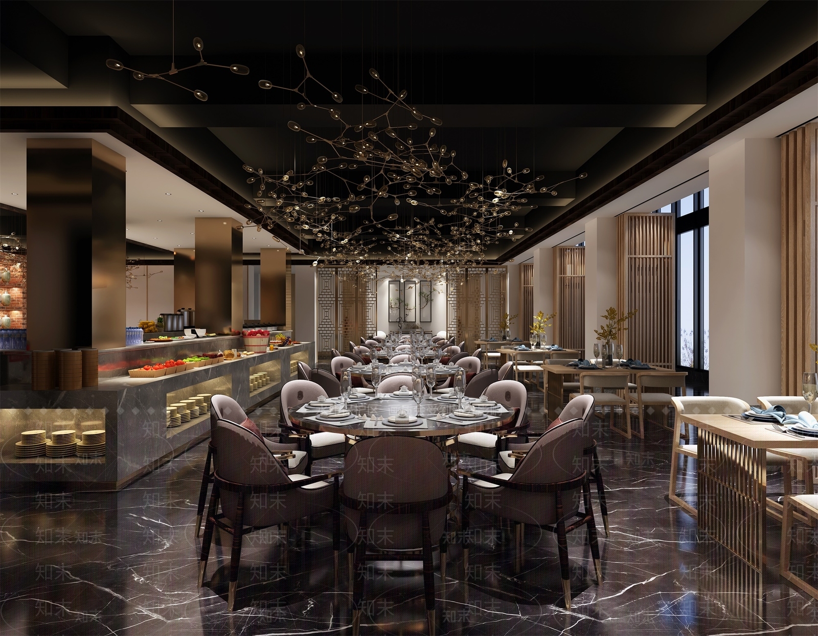现代自助餐厅SU模型下载【ID:1138888919】