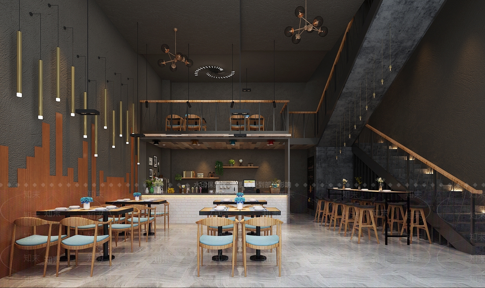 工业风快餐厅SU模型下载【ID:1138893683】
