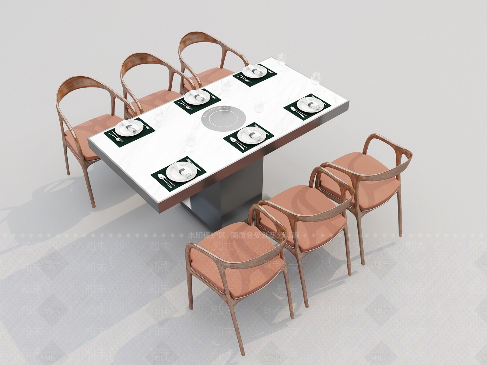 现代火锅店烤肉店桌椅3D模型下载【ID:1138893416】