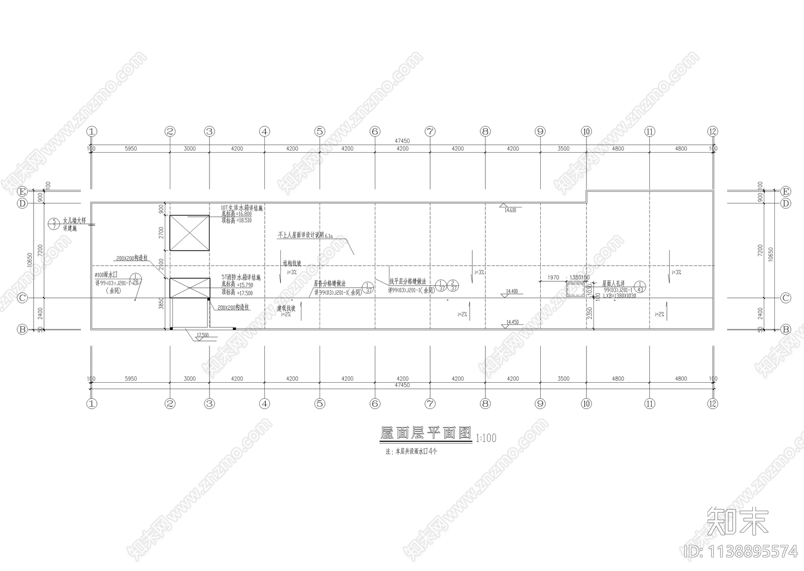 小学四层教学楼建筑施工图下载【ID:1138895574】