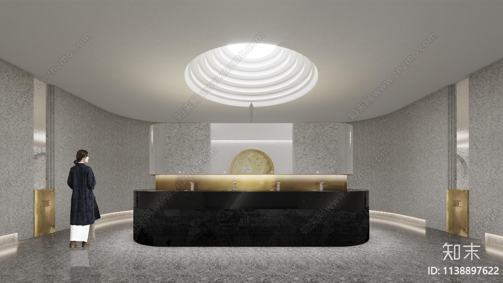 景区公共卫生间弧形石材台盆大样施工图下载【ID:1138897622】