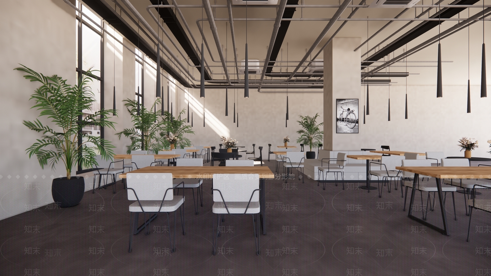 工业风西餐厅SU模型下载【ID:1138901433】