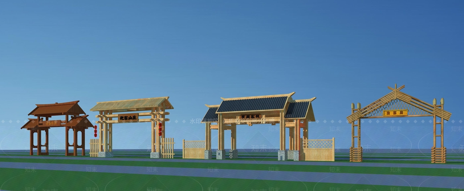 现代入口大门3D模型下载【ID:1138904099】