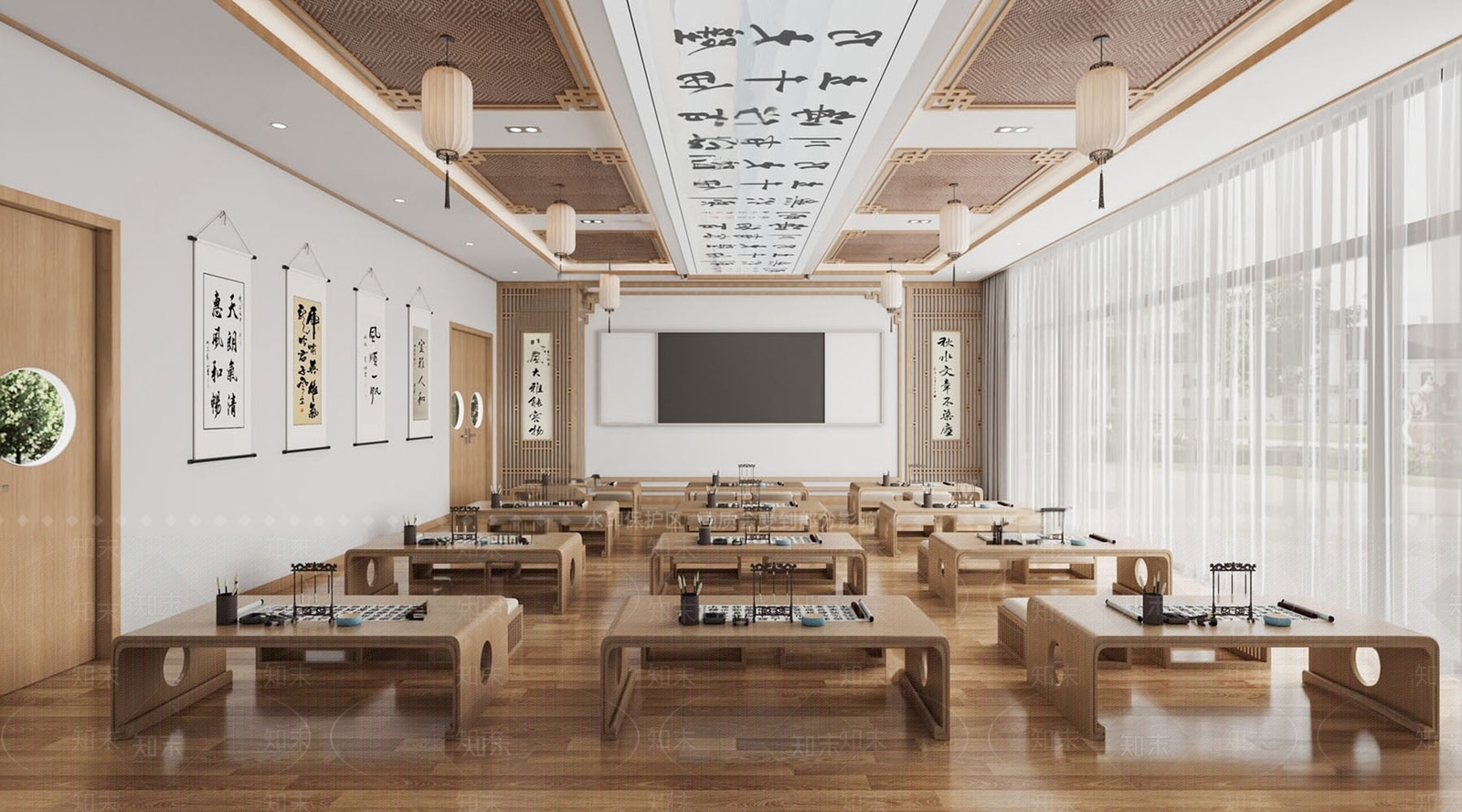 新中式国学教室SU模型下载【ID:1138909117】