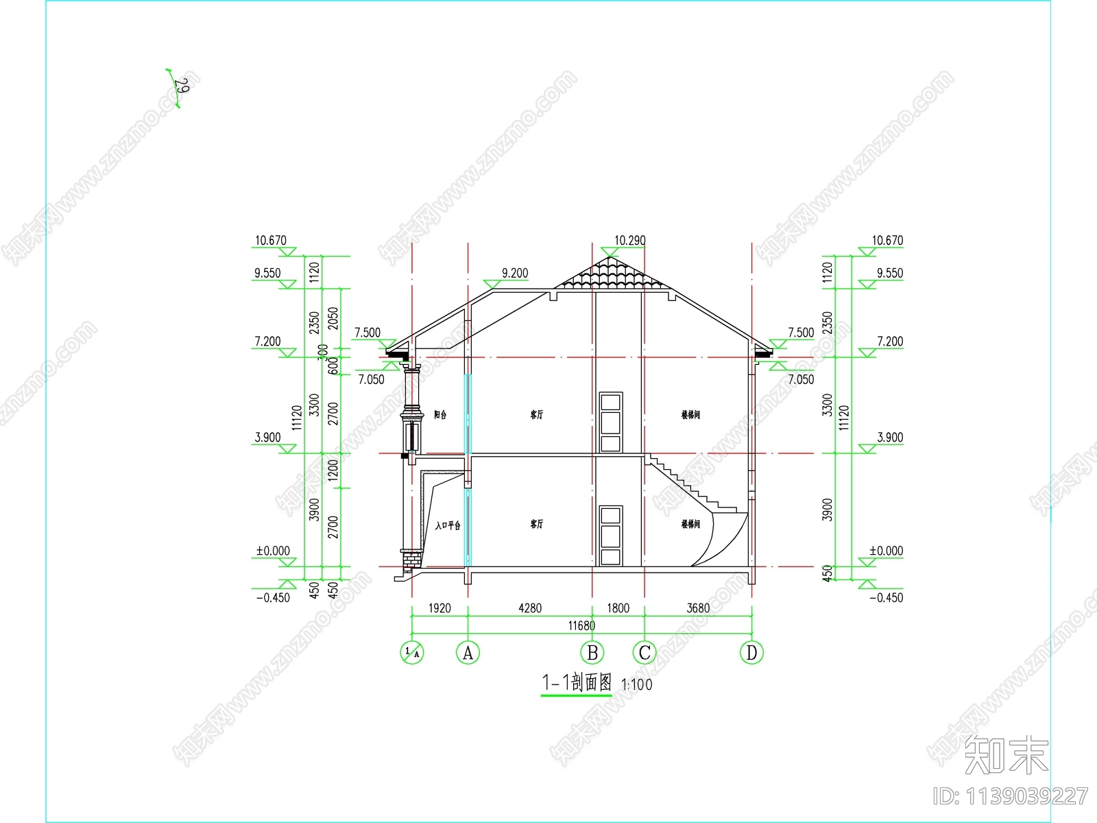 欧式二层独栋别墅建筑cad施工图下载【ID:1139039227】