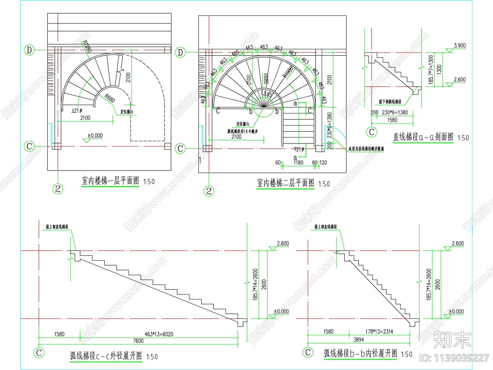 欧式二层独栋别墅建筑cad施工图下载【ID:1139039227】