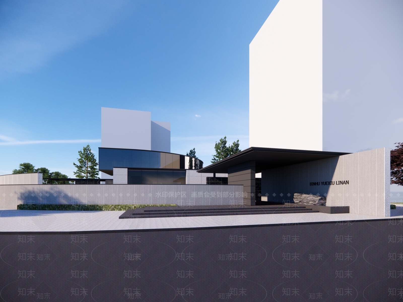 现代展览馆建筑SU模型下载【ID:1138916291】
