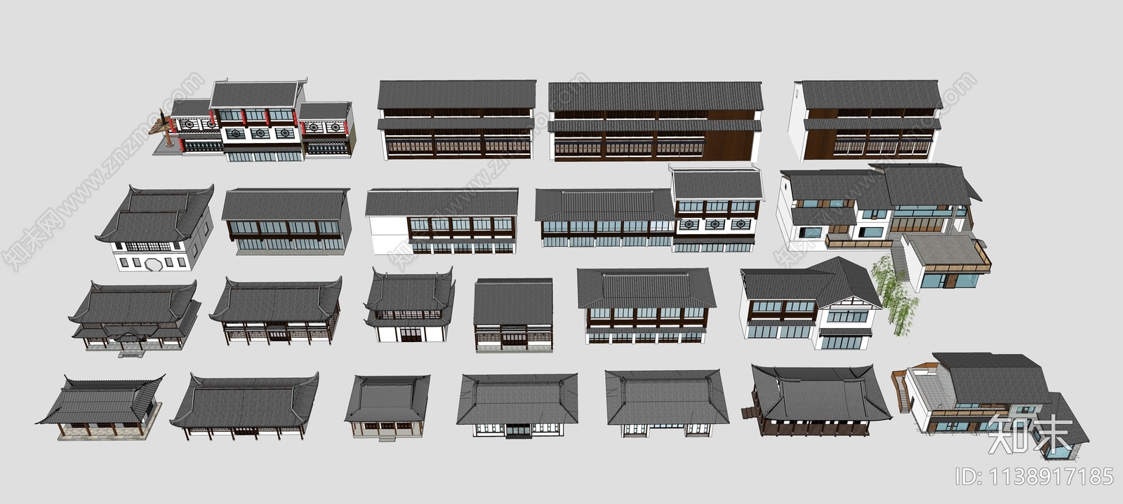 新中式乡村民宿SU模型下载【ID:1138917185】