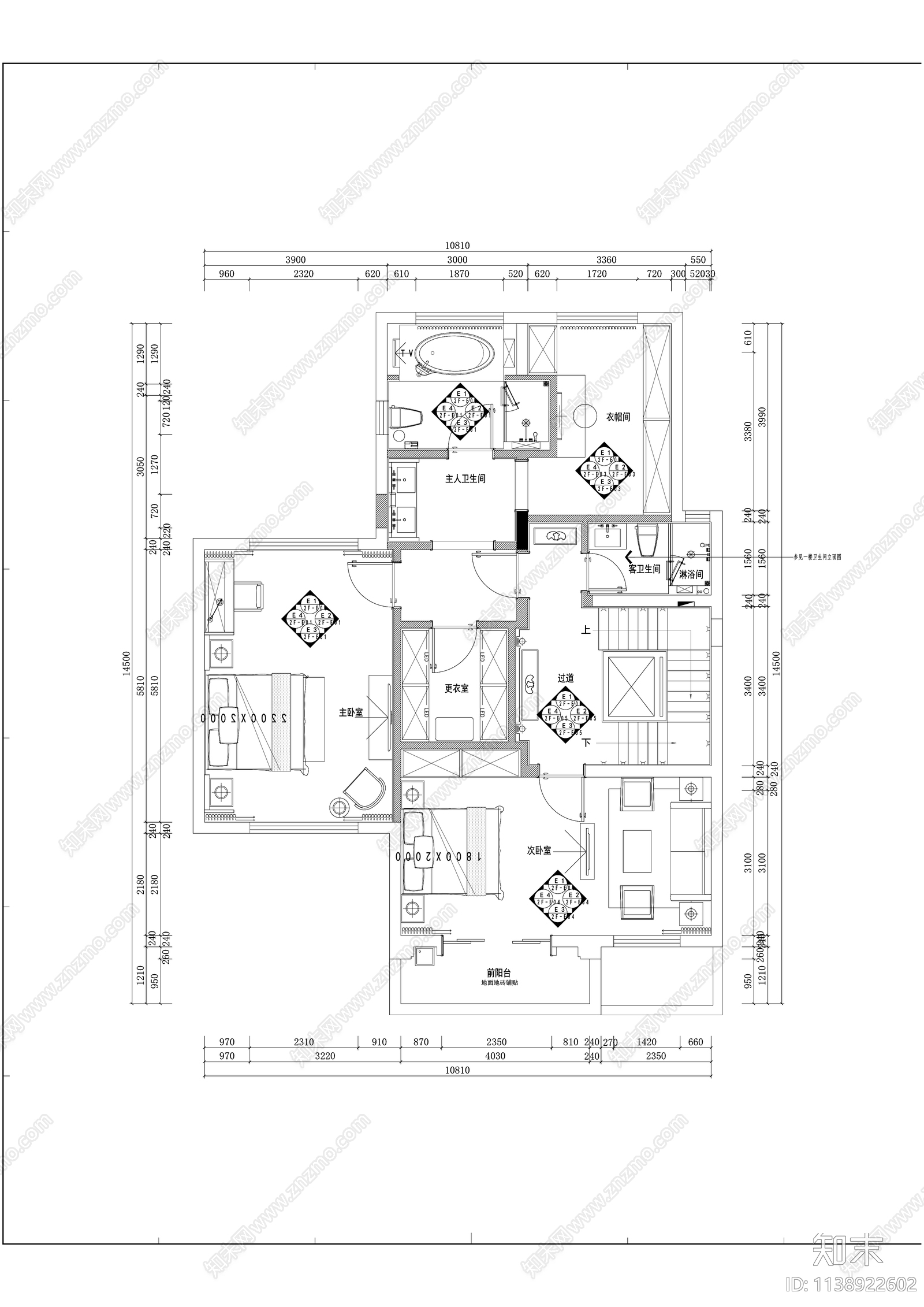 新中式三层别墅精装修cad施工图下载【ID:1138922602】