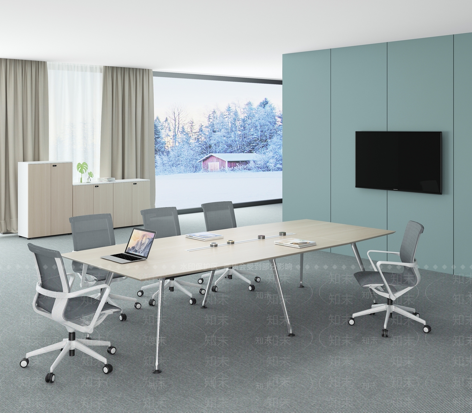 现代办公桌椅组合3D模型下载【ID:1138928776】
