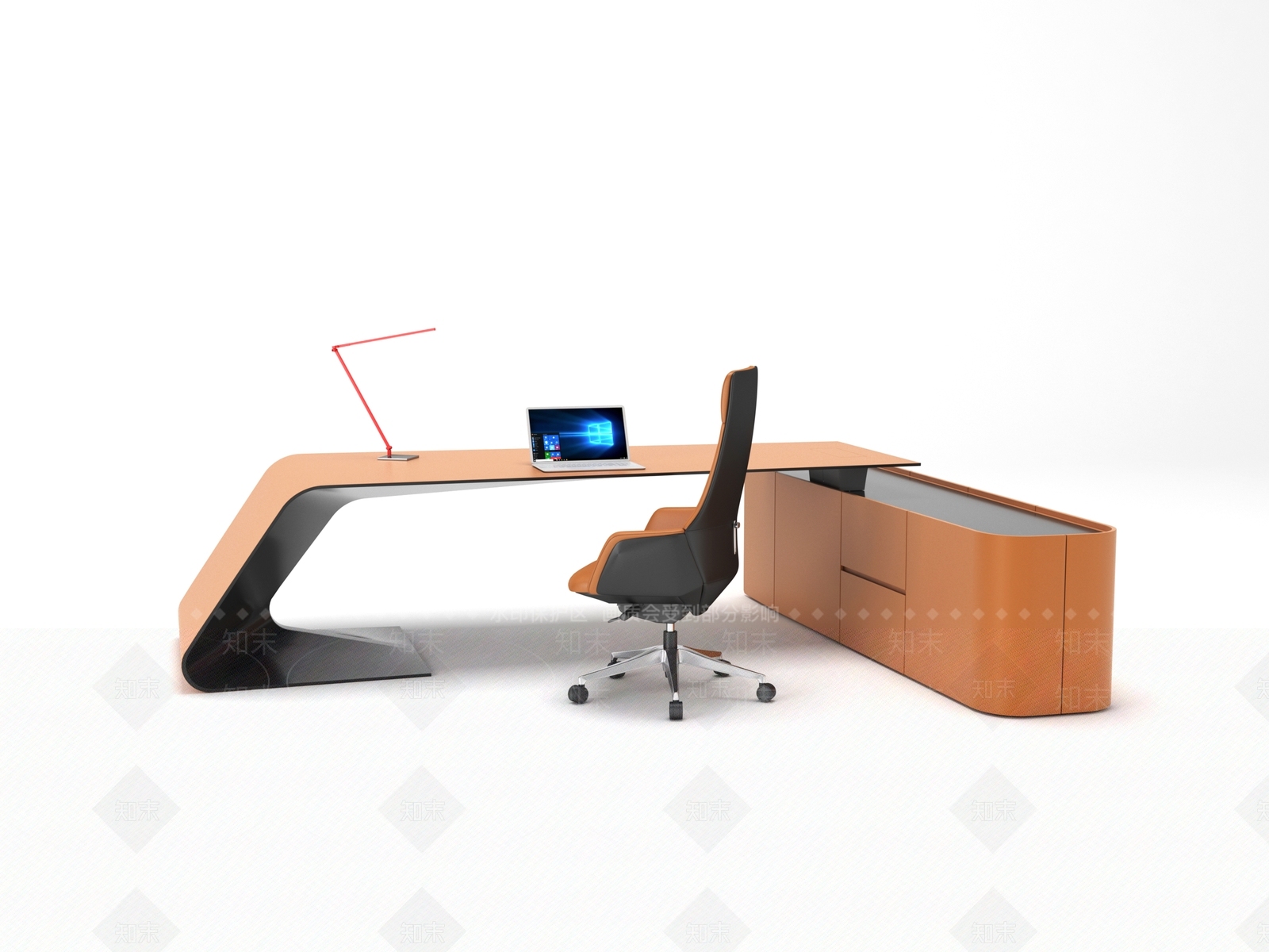 现代办公桌椅组合3D模型下载【ID:1138929342】