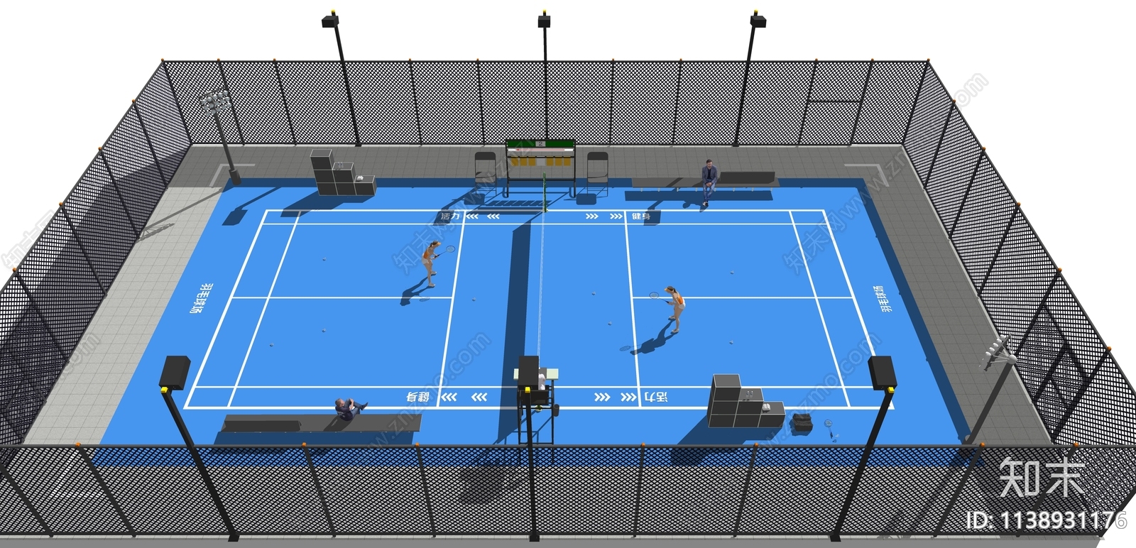 现代标准羽毛球场SU模型下载【ID:1138931176】