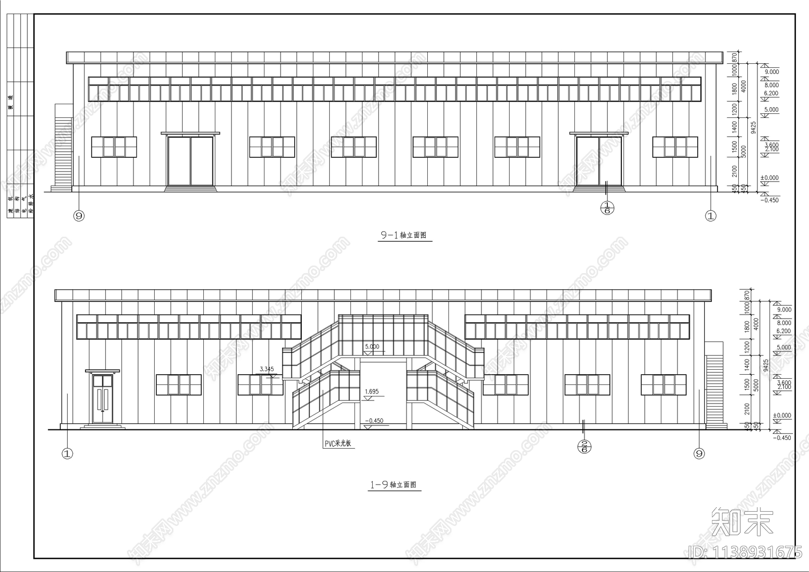 钢结构食堂建筑cad施工图下载【ID:1138931675】