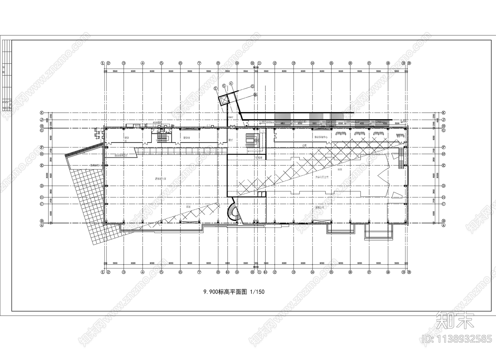 某体育馆建筑cad施工图下载【ID:1138932585】