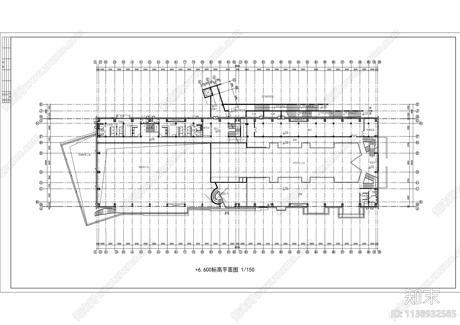 某体育馆建筑cad施工图下载【ID:1138932585】