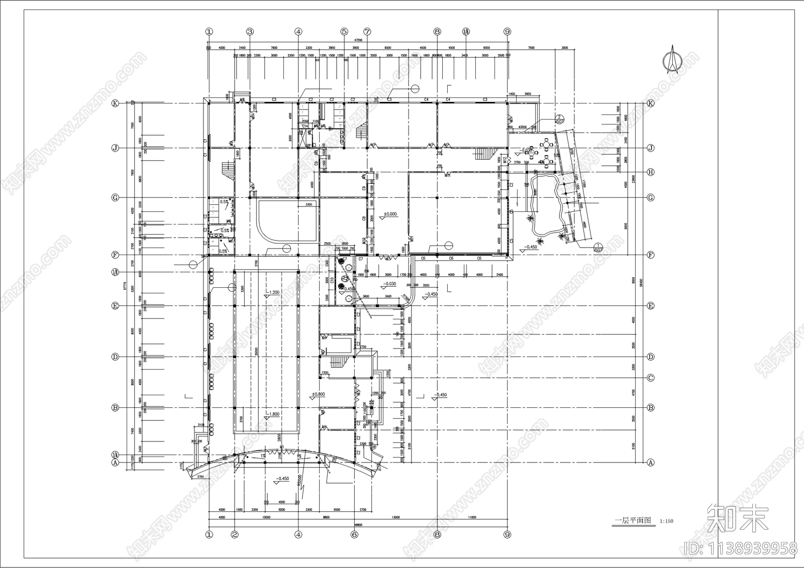 文化娱乐建筑cad施工图下载【ID:1138939958】