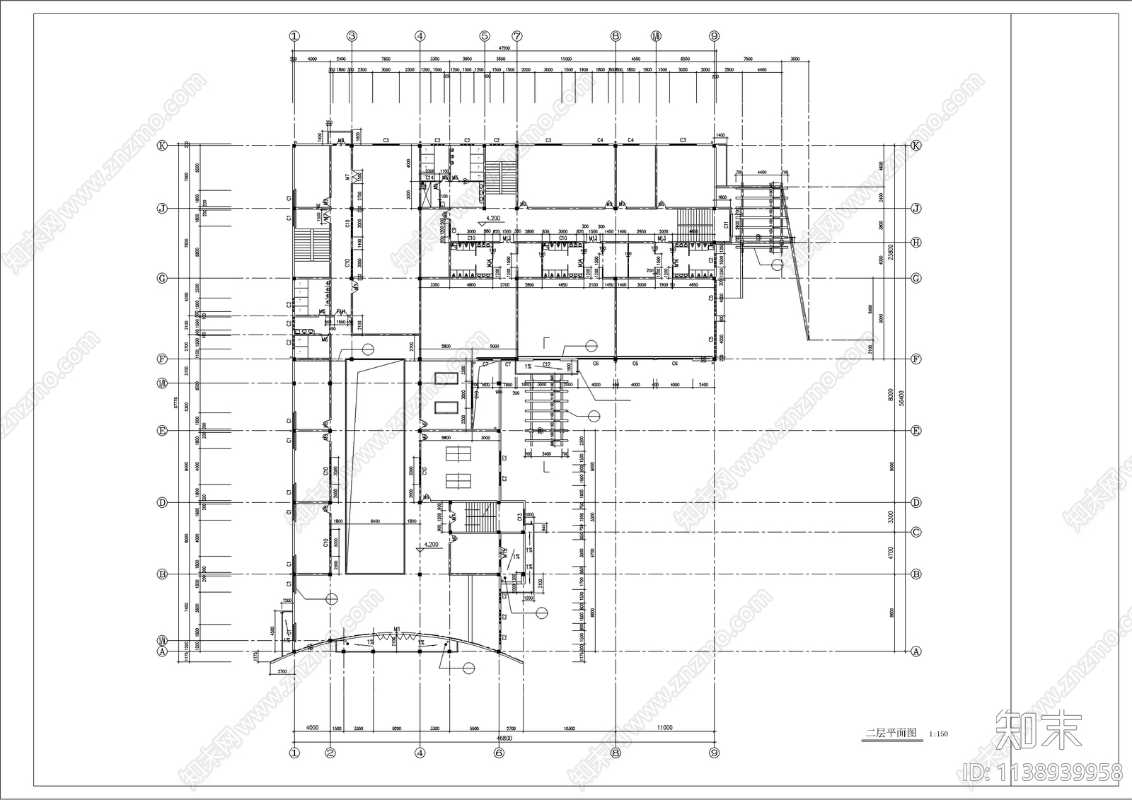 文化娱乐建筑cad施工图下载【ID:1138939958】