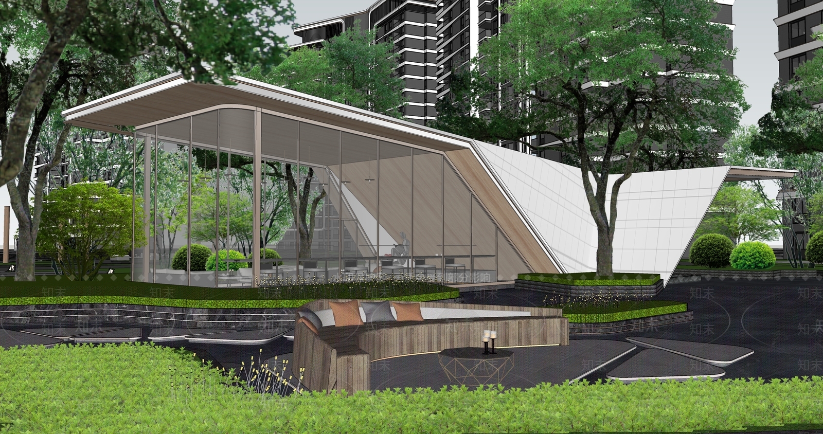 现代小区示范区会客厅SU模型下载【ID:1138941147】