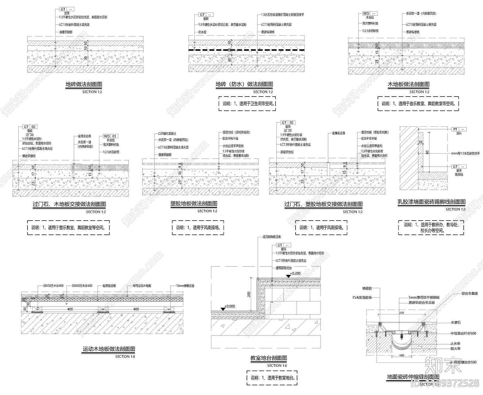 顶面地面材料做法施工图下载【ID:1139372528】