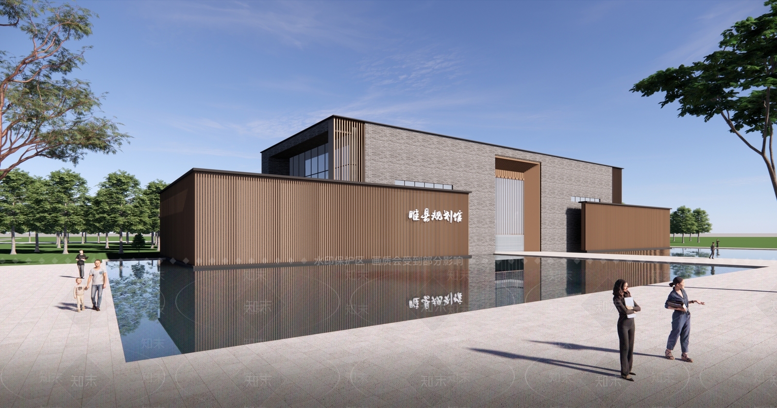 现代展览馆建筑SU模型下载【ID:1138950284】