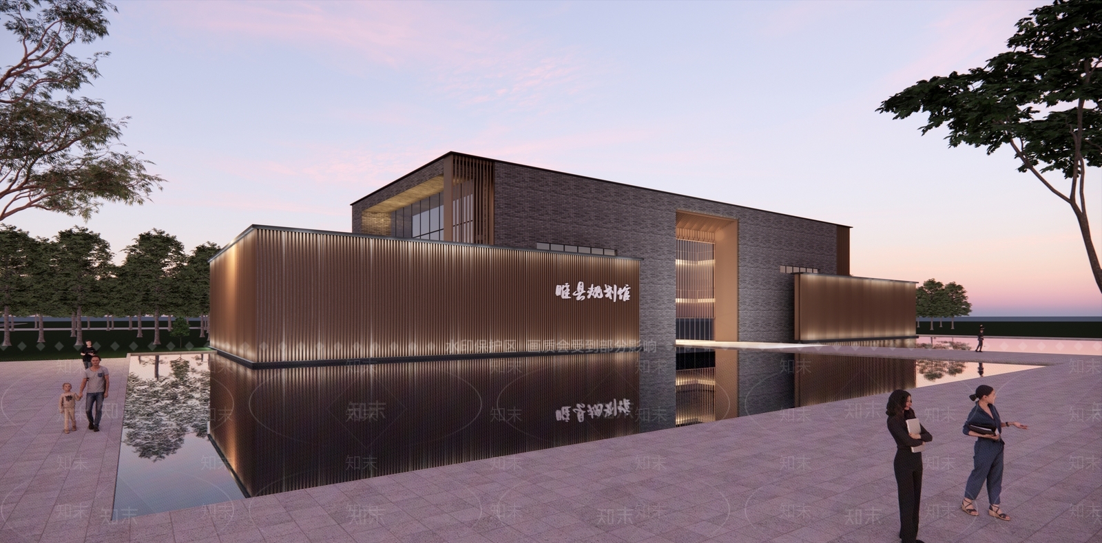 现代展览馆建筑SU模型下载【ID:1138950284】
