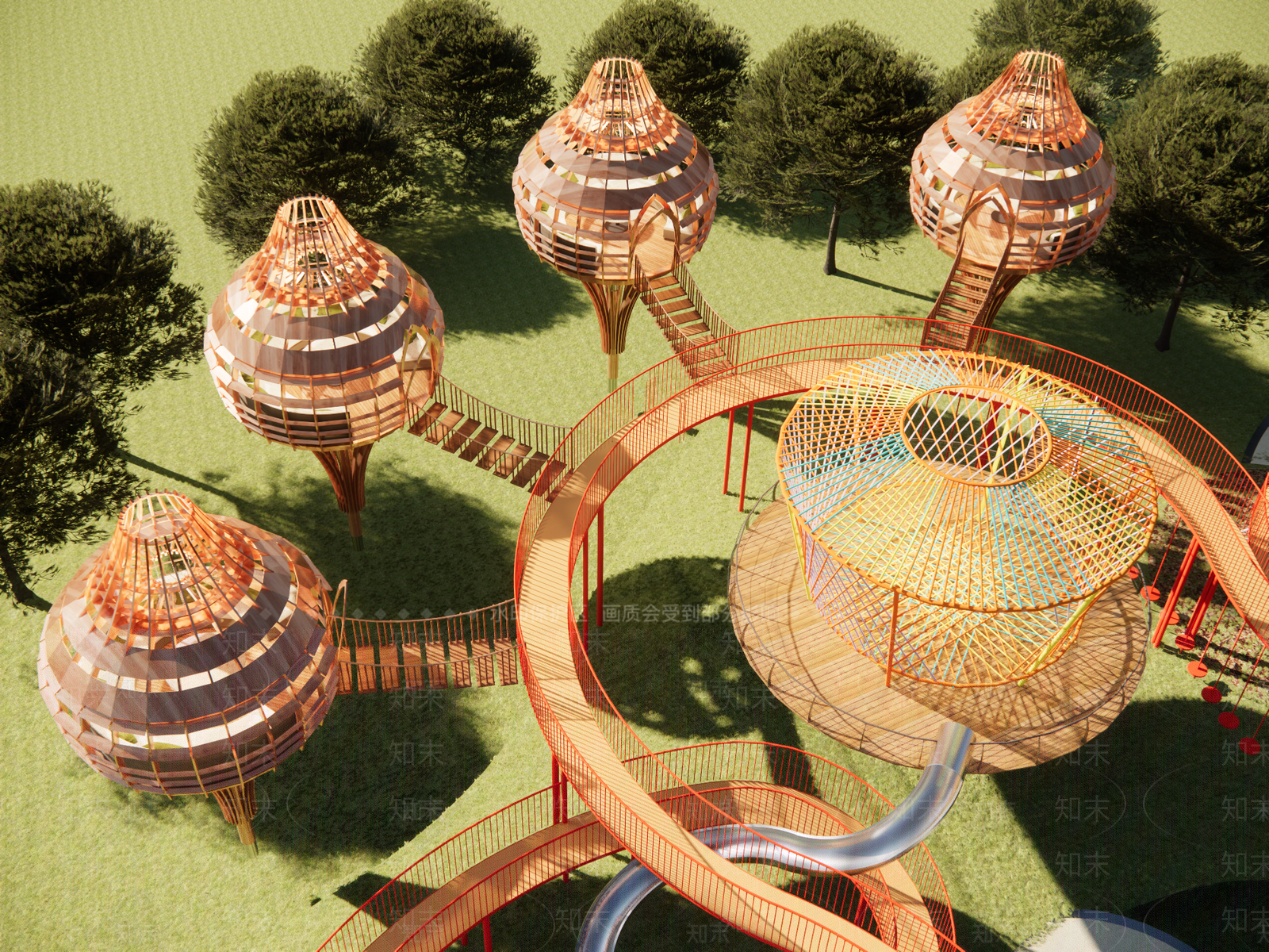 新中式鸟笼景观台SU模型下载【ID:1138955909】