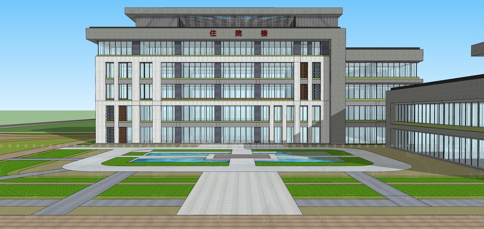 现代医疗建筑SU模型下载【ID:1138960453】