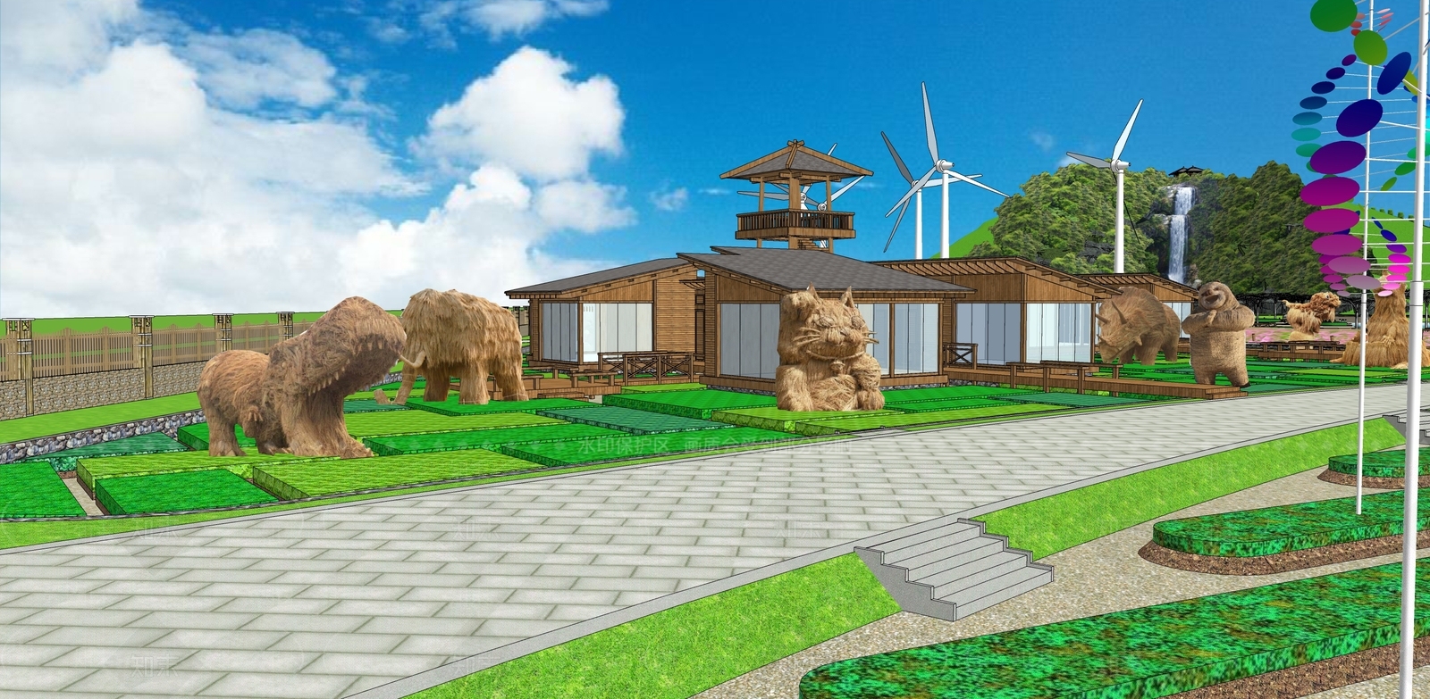 新中式乡村公园SU模型下载【ID:1140541349】