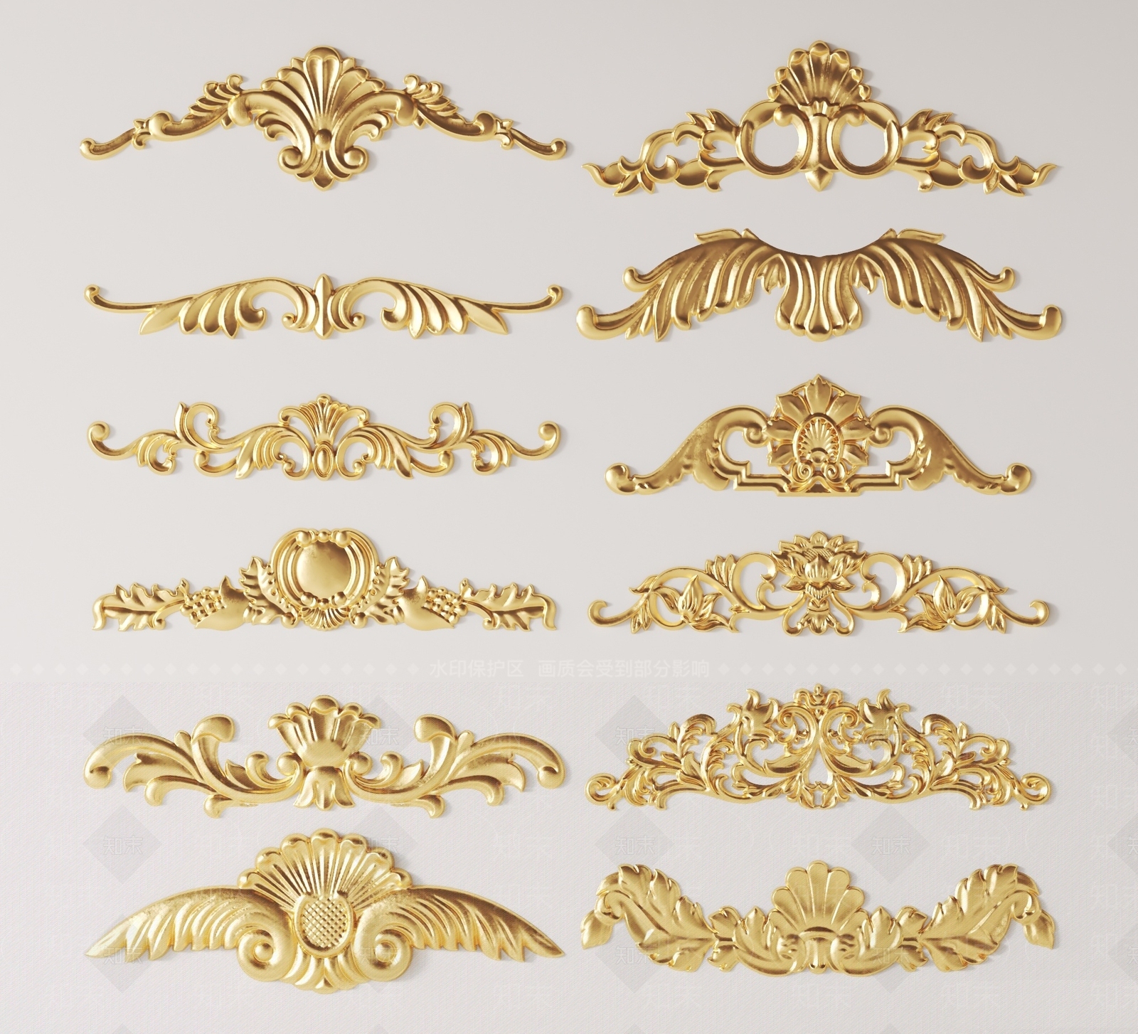 欧式镀金雕花构件SU模型下载【ID:1138964720】