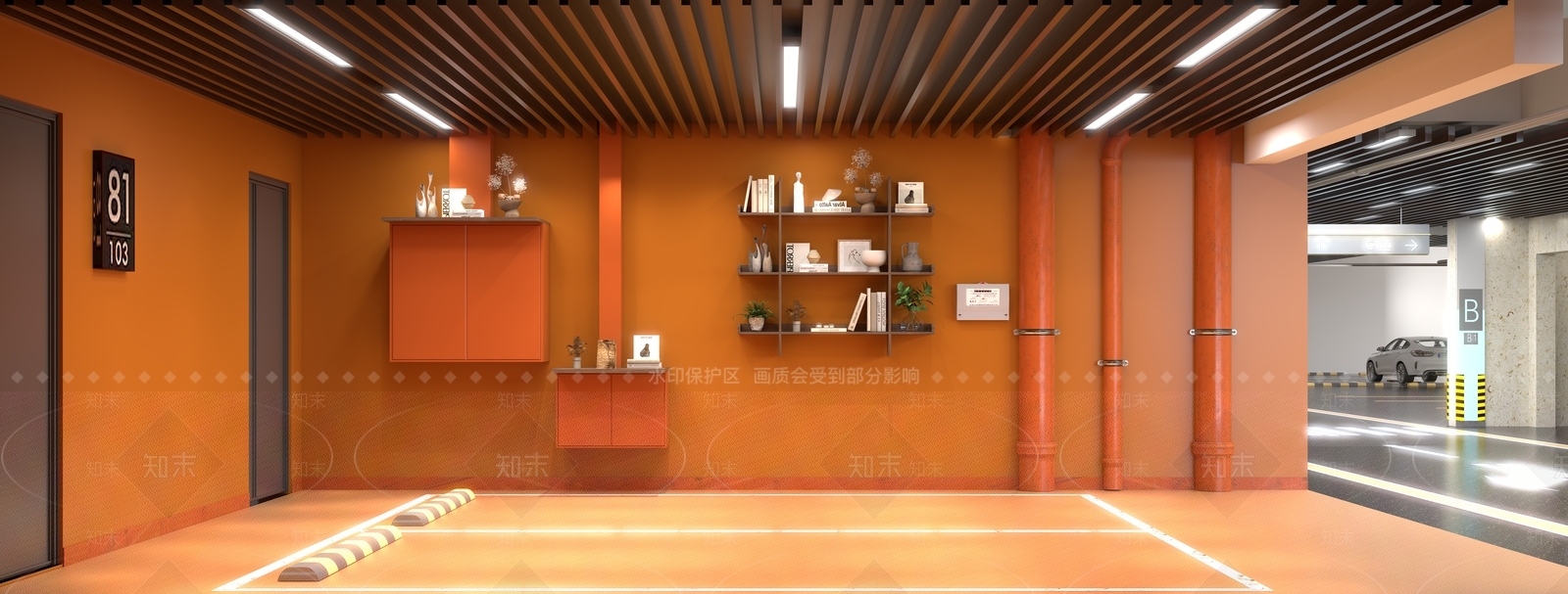 现代室内停车场3D模型下载【ID:1138965219】