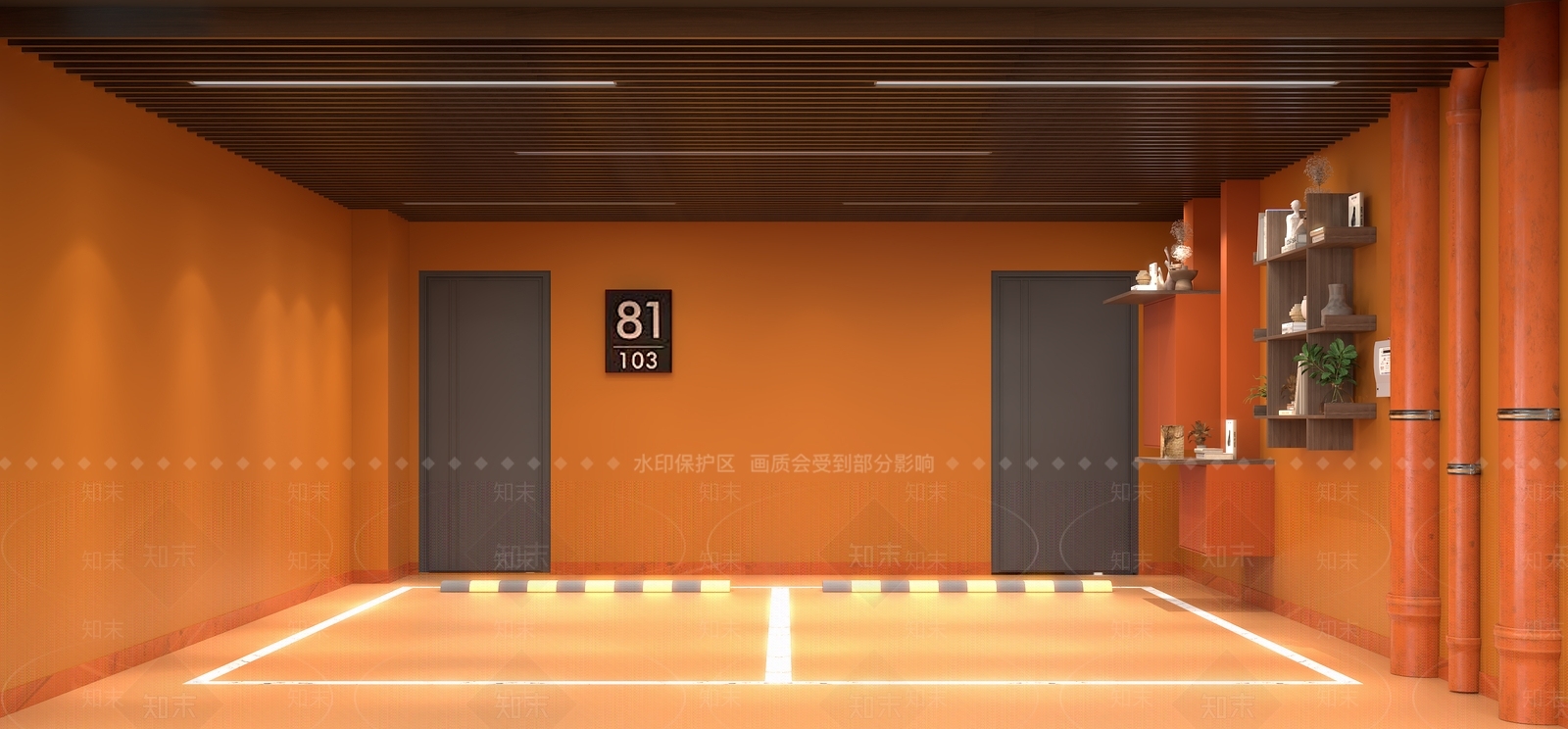 现代室内停车场3D模型下载【ID:1138965219】