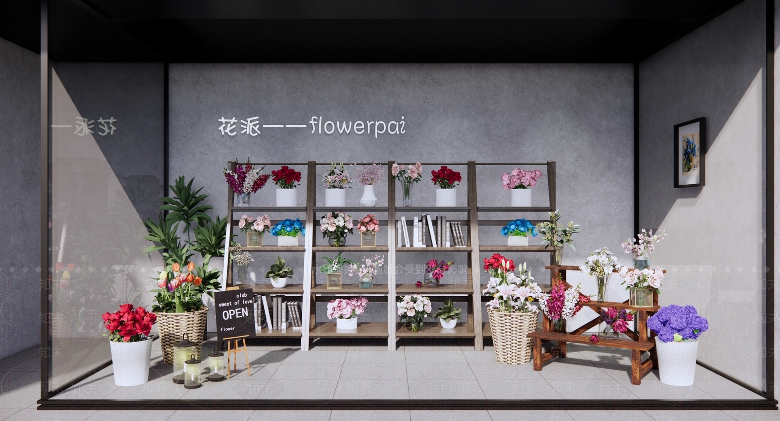 现代风格花店SU模型下载【ID:1138965314】