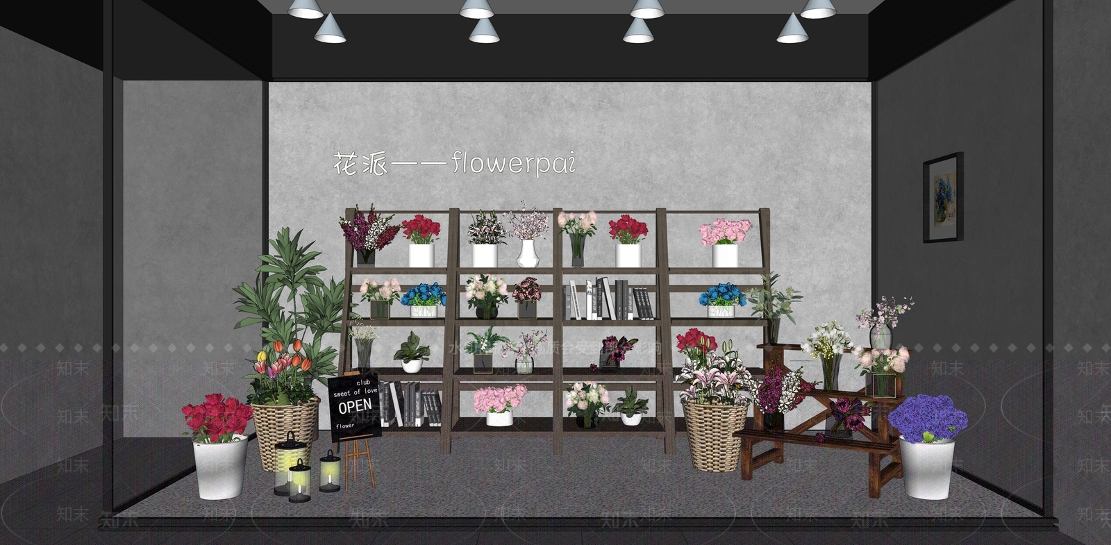 现代风格花店SU模型下载【ID:1138965314】