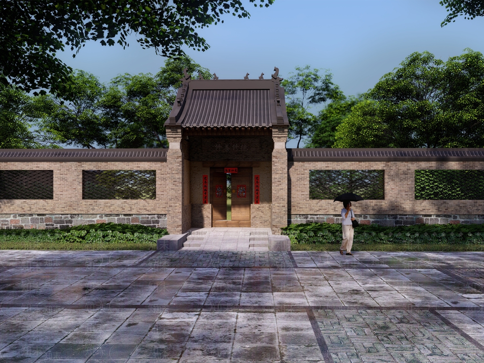中式农村庭院门SU模型下载【ID:1138966727】