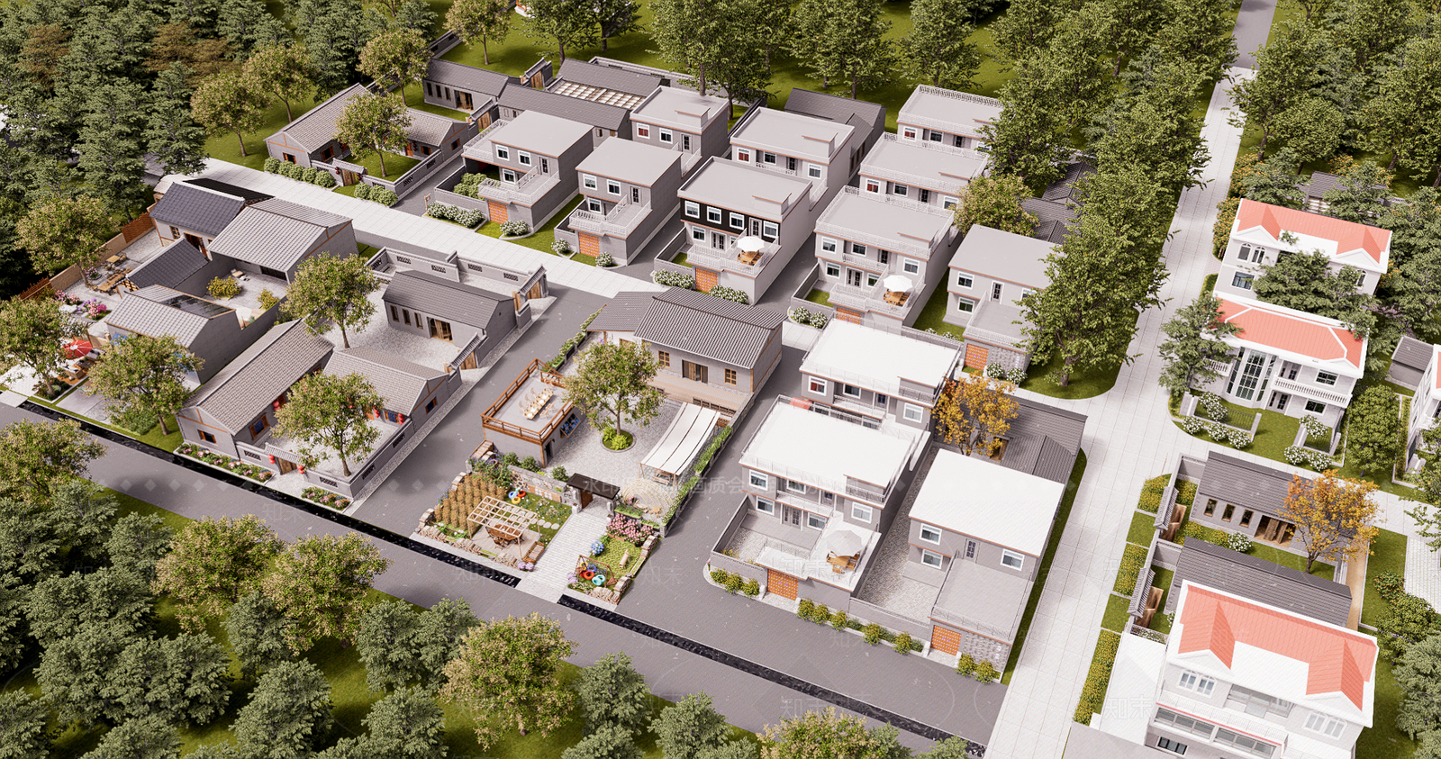 新中式乡村改造片区旅游开发乡村规划SU模型下载【ID:1138966857】