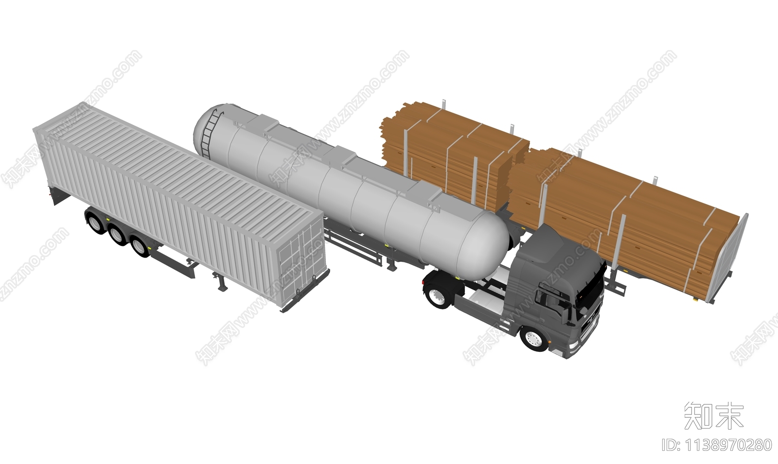 货柜拖车油罐车板车SU模型下载【ID:1138970280】