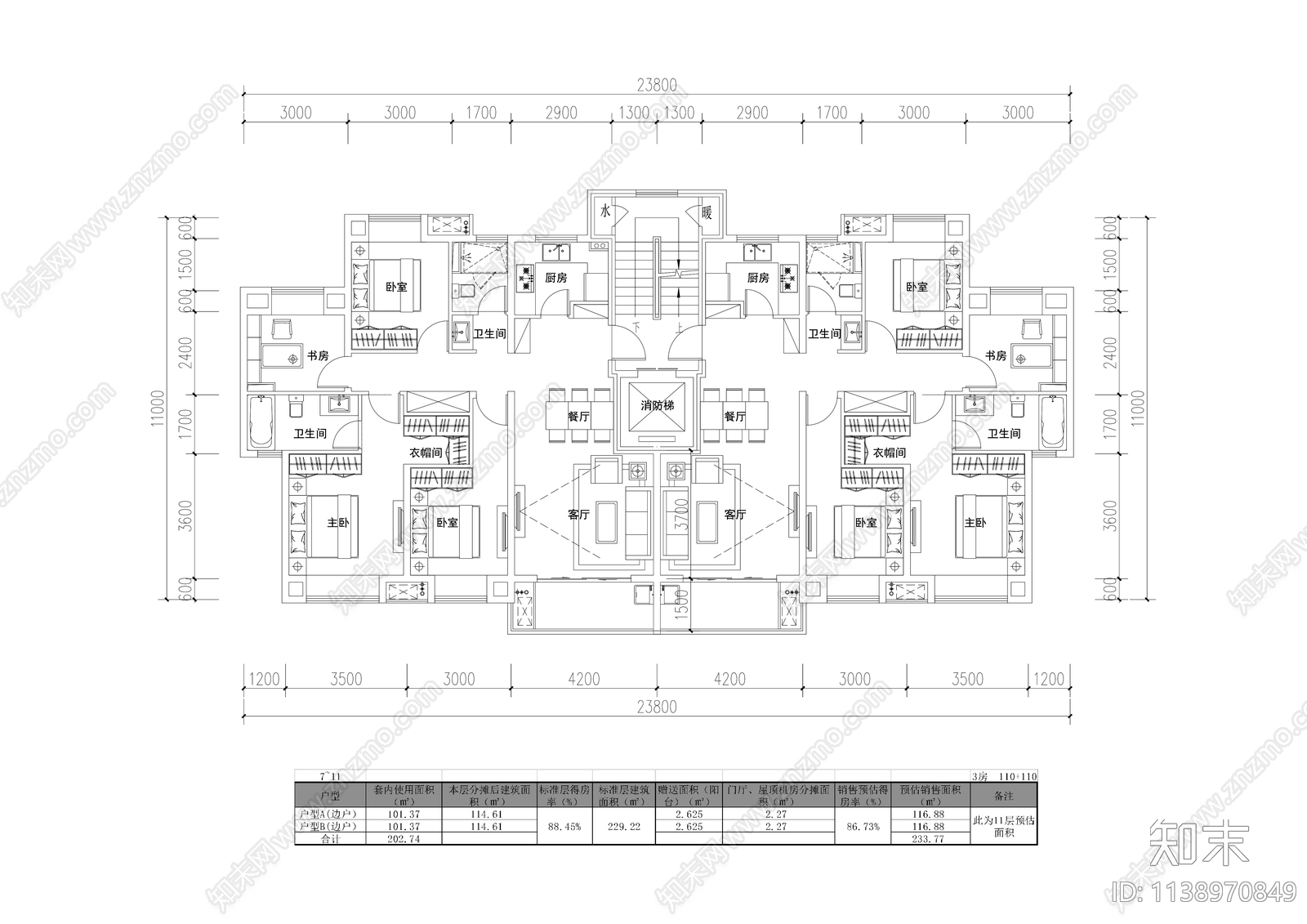 现代多层住宅洋房户型合辑平面图施工图下载【ID:1138970849】