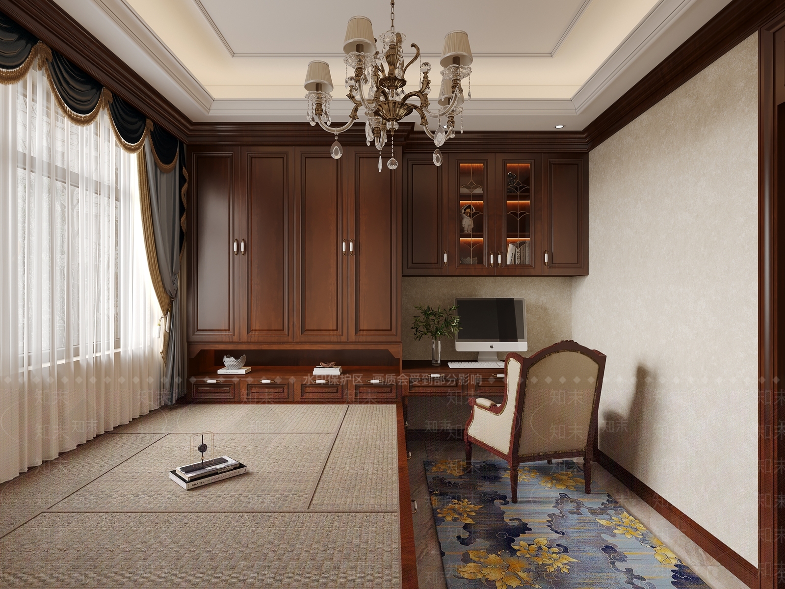 欧式古典家居榻榻米卧室3D模型下载【ID:1138972077】