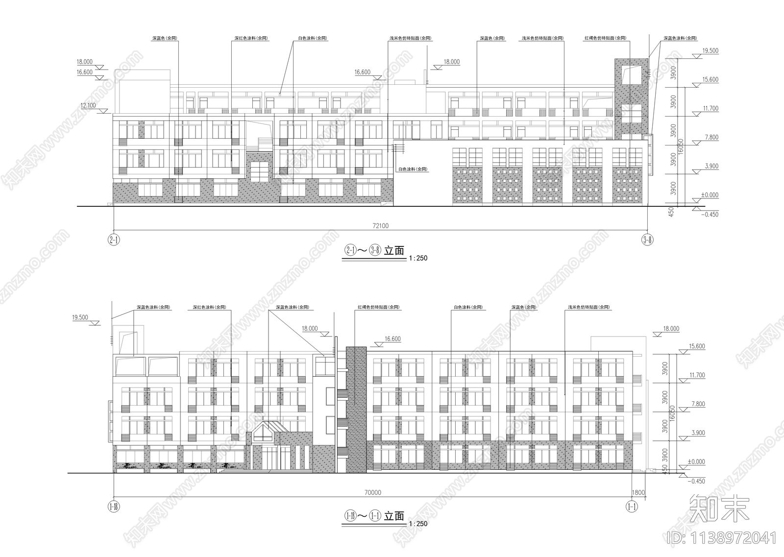 合院型小学教学楼建筑cad施工图下载【ID:1138972041】