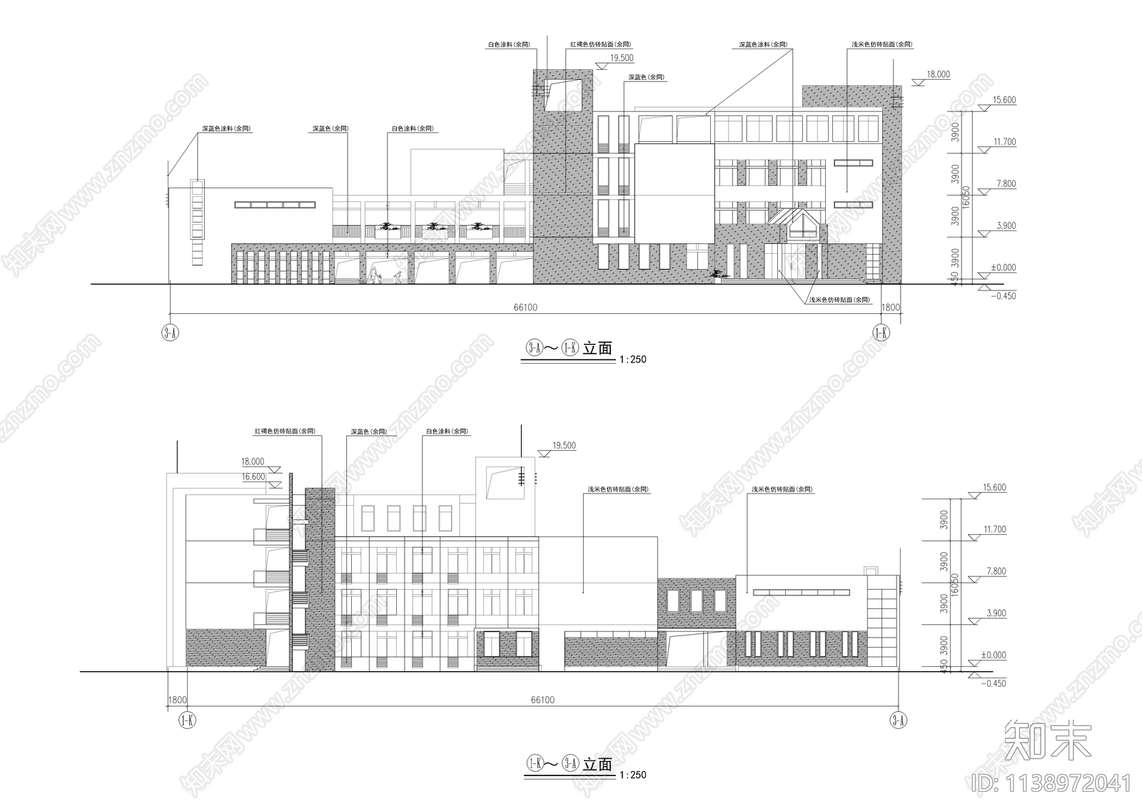 合院型小学教学楼建筑cad施工图下载【ID:1138972041】