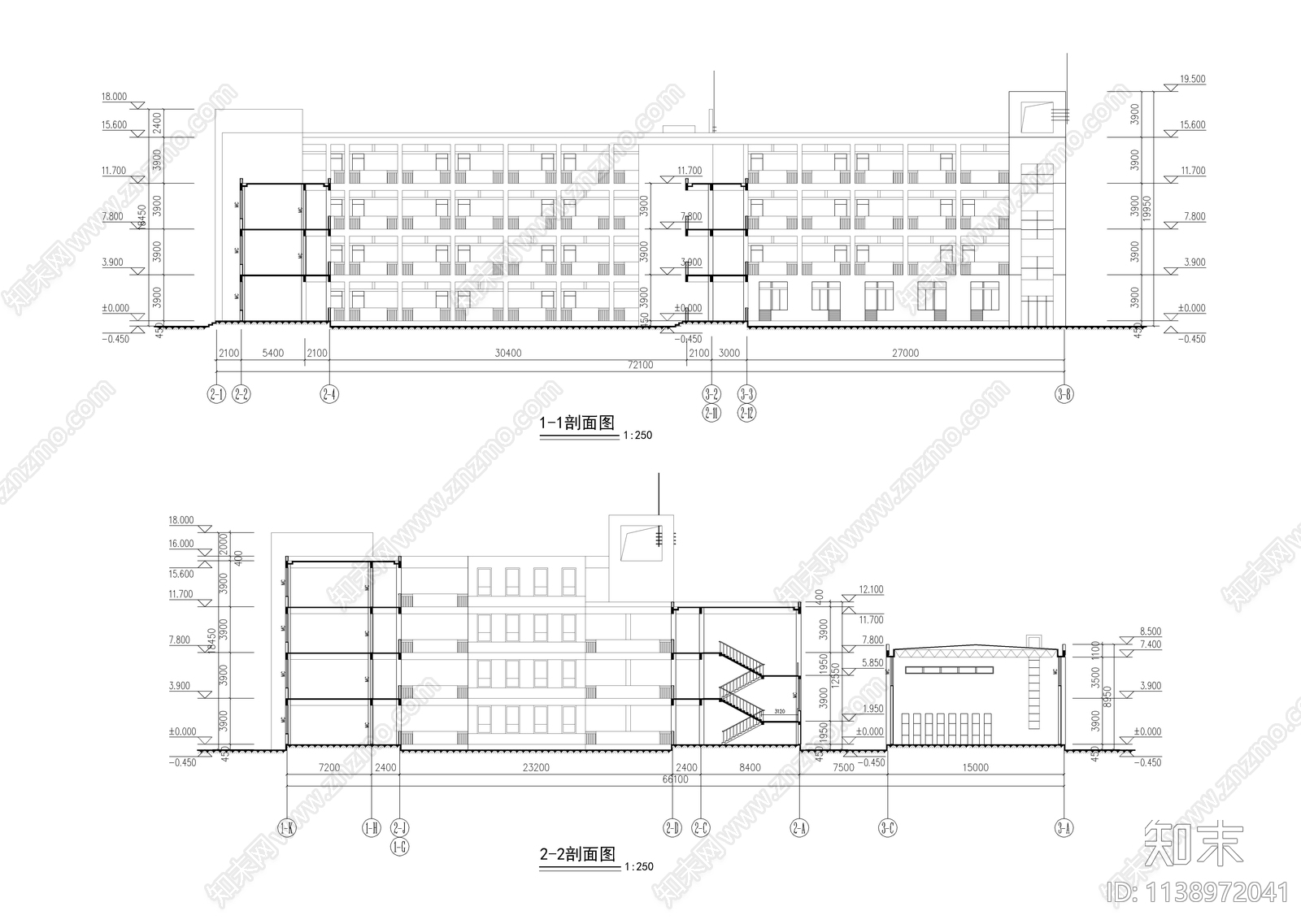 合院型小学教学楼建筑cad施工图下载【ID:1138972041】